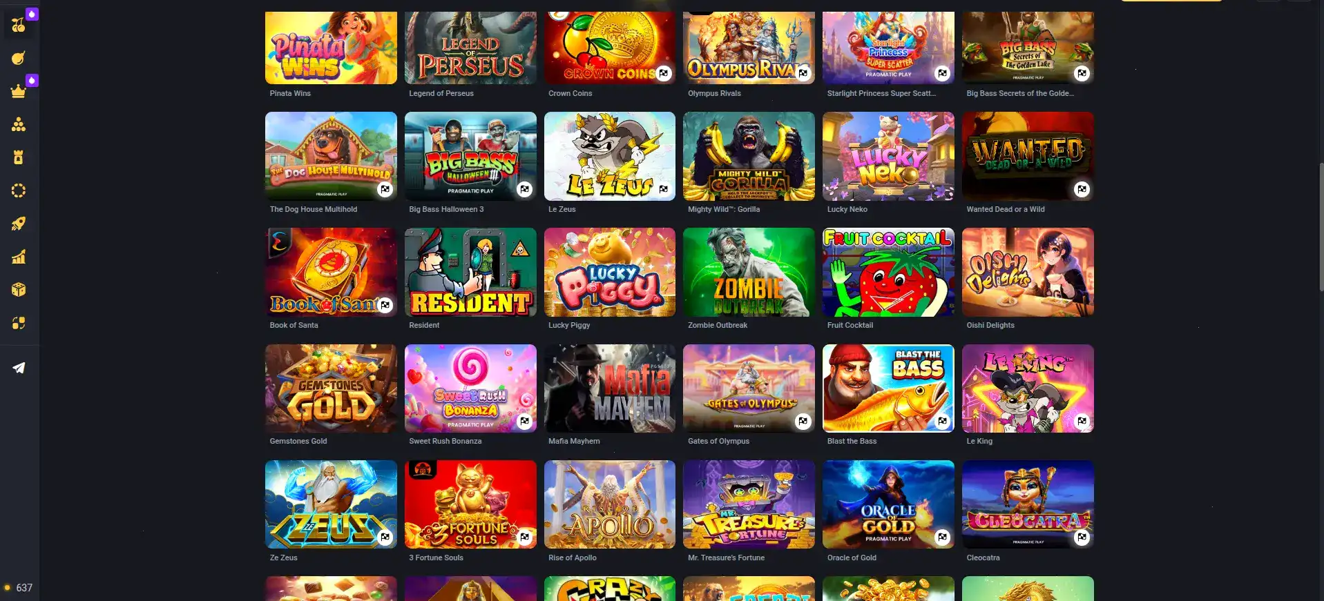 Интерфейс игрового зала 888starz с слотами